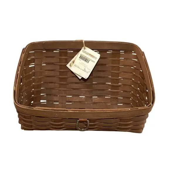 New Longaberger Large Desktop Sort & Store Basket Rich Brown Metal Ring 2009